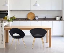 Esszimmerstuhl Küchenstuhl Sessel, Sitzfläche Aus Samt, Gold Metallbeine -Möbel Store Esszimmerstuhl aus Samt Metallbeine schwarz2 1280x1280