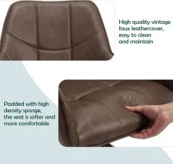 Esszimmerstuhl Drehbar 2er Set, Polsterstuhl Mit Armlehnen, Vintage Kunstleder, Metallbeine -Möbel Store Esszimmerstuhl drehbar 2er Set Polsterstuhl Armlehnen Kunstleder Metallbeine W0ATT0179 2 Braun6 1280x1280