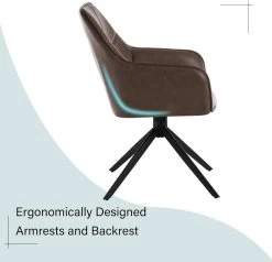Esszimmerstuhl Drehbar 2er Set, Polsterstuhl Mit Armlehnen, Vintage Kunstleder, Metallbeine -Möbel Store Esszimmerstuhl drehbar 2er Set Polsterstuhl Armlehnen Kunstleder Metallbeine W0ATT0179 2 Braun8 1280x1280