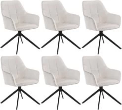 Esszimmerstuhl Drehbar 6er Set, Polsterstuhl Mit Armlehnen, Samt, Metallbeine