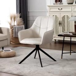 Esszimmerstuhl Drehbar 6er Set, Polsterstuhl Mit Armlehnen, Samt, Metallbeine -Möbel Store Esszimmerstuhl drehbar 6er Set Polsterstuhl Armlehnen Samt Metallbeine W0ATT0178 6 Creme4 1280x1280