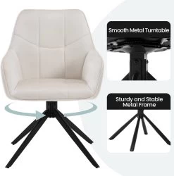 Esszimmerstuhl Drehbar 6er Set, Polsterstuhl Mit Armlehnen, Samt, Metallbeine -Möbel Store Esszimmerstuhl drehbar 6er Set Polsterstuhl Armlehnen Samt Metallbeine W0ATT0178 6 Creme7 1280x1280