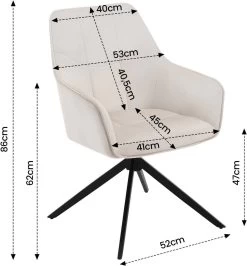 Esszimmerstuhl Drehbar, Polsterstuhl Mit Armlehnen, Samt, Metallbeine -Möbel Store Esszimmerstuhl drehbar Polsterstuhl Armlehnen Samt Metallbeine W0ATT0178 1 Creme3 1280x1280