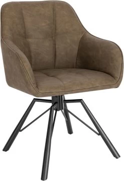 Esszimmerstuhl Drehbar, Polsterstuhl, Mit Armlehnen Rückenlehne, Mit Kunstlederbezug