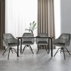 Möbel Store -Möbel Store Esszimmerstuhl drehbar Polsterstuhl mit Armlehnen R ckenlehne mit Samtbezug BH366dgr 1 Dunkelgrau2 1280x1280