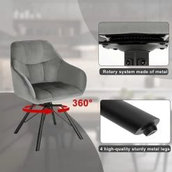 Esszimmerstuhl Drehbar, Polsterstuhl, Mit Armlehnen Rückenlehne, Mit Samtbezug -Möbel Store Esszimmerstuhl drehbar Polsterstuhl mit Armlehnen R ckenlehne mit Samtbezug BH366dgr 1 Dunkelgrau8 1280x1280