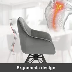 Esszimmerstuhl Drehbar, Polsterstuhl, Mit Armlehnen Rückenlehne, Mit Samtbezug -Möbel Store Esszimmerstuhl drehbar Polsterstuhl mit Armlehnen R ckenlehne mit Samtbezug BH366dgr 1 Dunkelgrau9 1280x1280