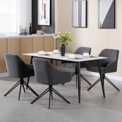 Esszimmerstühle Drehbar 4er Set, Ergonomischer Stuhl Esszimmer, Mit Armlehnen -Möbel Store Esszimmerstuhl drehbar ergonomischer Stuhl Esszimmer Polsterstuhl mit Armlehnen W0ATT0182 1 dunkelgrau2 1280x1280 2
