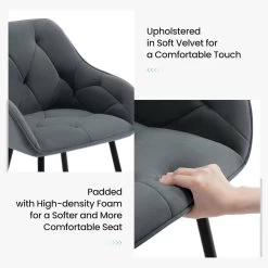 Esszimmerstuhl, Ergonomischer Sessel, Aus Samt, Metallbeine -Möbel Store Esszimmerstuhl ergonomischer Sessel aus Samt Metallbeine W0ATT0141 1 dunkelgrau6 1280x1280