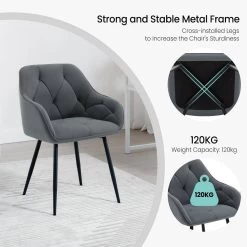 Esszimmerstuhl, Ergonomischer Sessel, Aus Samt, Metallbeine -Möbel Store Esszimmerstuhl ergonomischer Sessel aus Samt Metallbeine W0ATT0141 1 dunkelgrau7 1280x1280