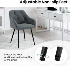 Esszimmerstuhl, Ergonomischer Sessel, Aus Samt, Metallbeine -Möbel Store Esszimmerstuhl ergonomischer Sessel aus Samt Metallbeine W0ATT0141 1 dunkelgrau8 1280x1280