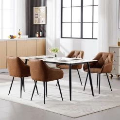 Möbel Store -Möbel Store Esszimmerstuhl ergonomischer Sessel aus Vintage Kunstleder Metallbeine W0ATT0144 1 braun2 1280x1280