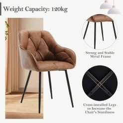 2er Set Esszimmerstühle, Ergonomischer Sessel, Aus Vintage-Kunstleder, Metallbeine 15 2er Set Esszimmerstühle, Ergonomischer Sessel, Aus Vintage-Kunstleder, Metallbeine -Möbel Store Esszimmerstuhl ergonomischer Sessel aus Vintage Kunstleder Metallbeine W0ATT0144 1 braun7 1280x1280