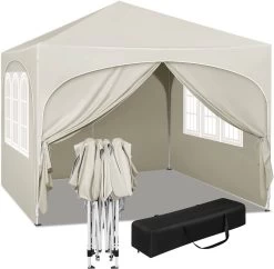 Faltpavillon 3x3 M, Wasserabweisend UV-Schutz 50+, Höhenverstellbar, Mit Tragetasche