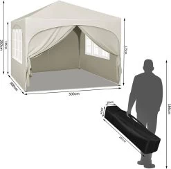 Faltpavillon 3x3 M, Wasserabweisend UV-Schutz 50+, Höhenverstellbar, Mit Tragetasche -Möbel Store Faltpavillon 3x3 m wasserabweisend UV Schutz 50 h henverstellbar mit Tragetasche PVL0004be beige3 1280x1280