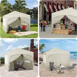 Faltpavillon 3x3 M, Wasserabweisend UV-Schutz 50+, Höhenverstellbar, Mit Tragetasche -Möbel Store Faltpavillon 3x3 m wasserabweisend UV Schutz 50 h henverstellbar mit Tragetasche PVL0004be beige4 1280x1280