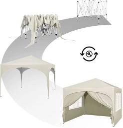 Faltpavillon 3x3 M, Wasserabweisend UV-Schutz 50+, Höhenverstellbar, Mit Tragetasche -Möbel Store Faltpavillon 3x3 m wasserabweisend UV Schutz 50 h henverstellbar mit Tragetasche PVL0004be beige8 1280x1280