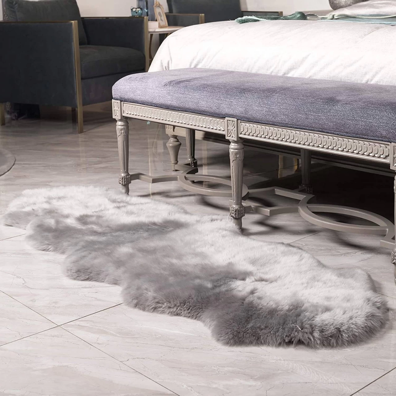 Kunstfell Lammfellimitat Teppich Flauschig (170-180) X 60cm 3 Kunstfell Lammfellimitat Teppich Flauschig (170-180) X 60cm – Bild 3