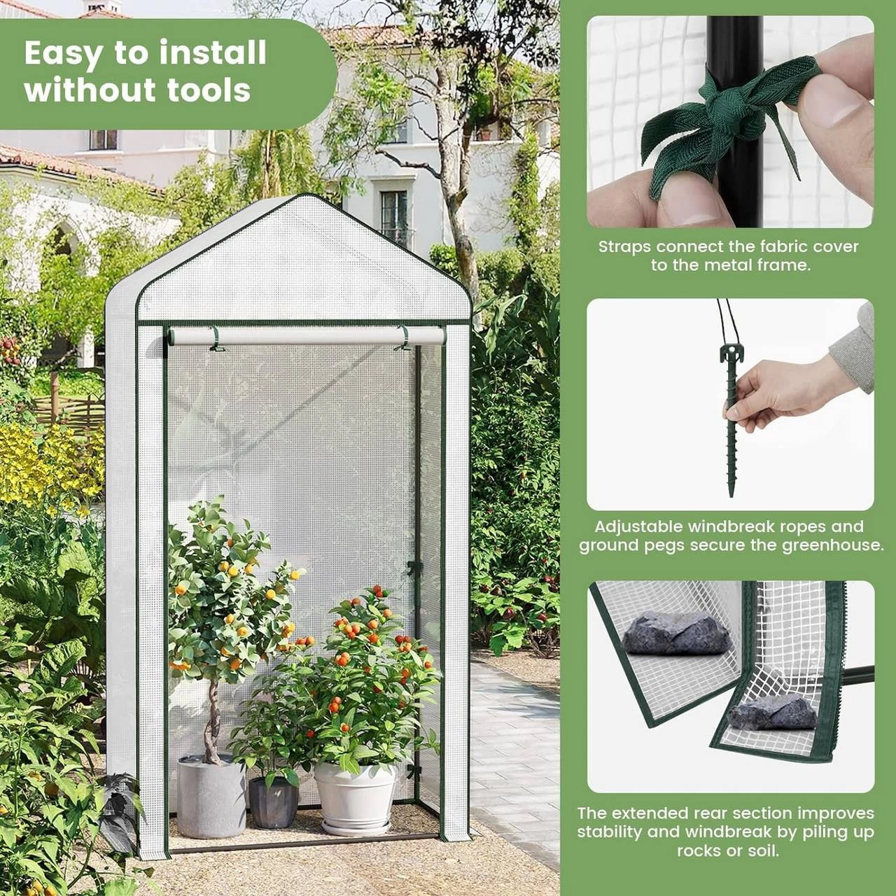 WOLTU Foliengewächshaus Treibhaus Gartenhaus Gewächshaus,100x50x190cm Weiß 5 WOLTU Foliengewächshaus Treibhaus Gartenhaus Gewächshaus,100x50x190cm Weiß – Bild 5