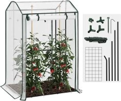 WOLTU Foliengewächshaus Treibhaus Gemüse Gewächshaus Mit Ösen,100x83x150cm Weiß