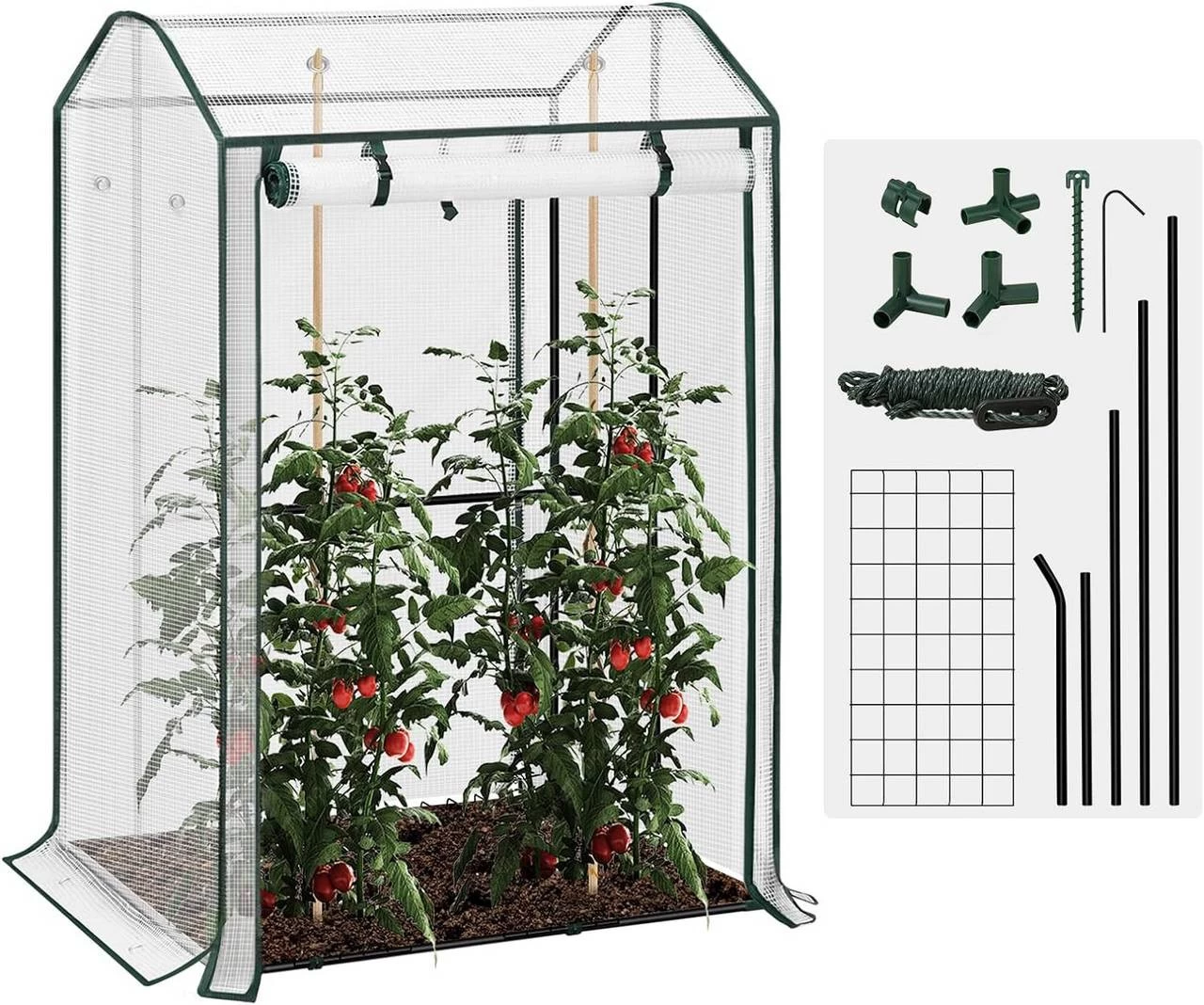 WOLTU Foliengewächshaus Treibhaus Gemüse Gewächshaus Mit Ösen,100x83x150cm Weiß 1 WOLTU Foliengewächshaus Treibhaus Gemüse Gewächshaus Mit Ösen,100x83x150cm Weiß