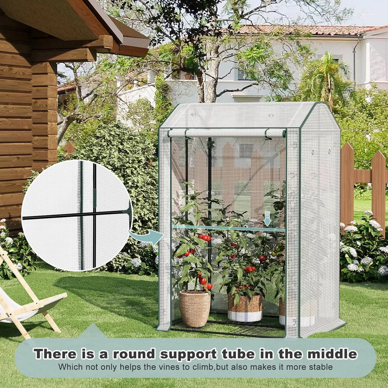 WOLTU Foliengewächshaus Treibhaus Gemüse Gewächshaus Mit Ösen,100x83x150cm Weiß 4 WOLTU Foliengewächshaus Treibhaus Gemüse Gewächshaus Mit Ösen,100x83x150cm Weiß – Bild 4