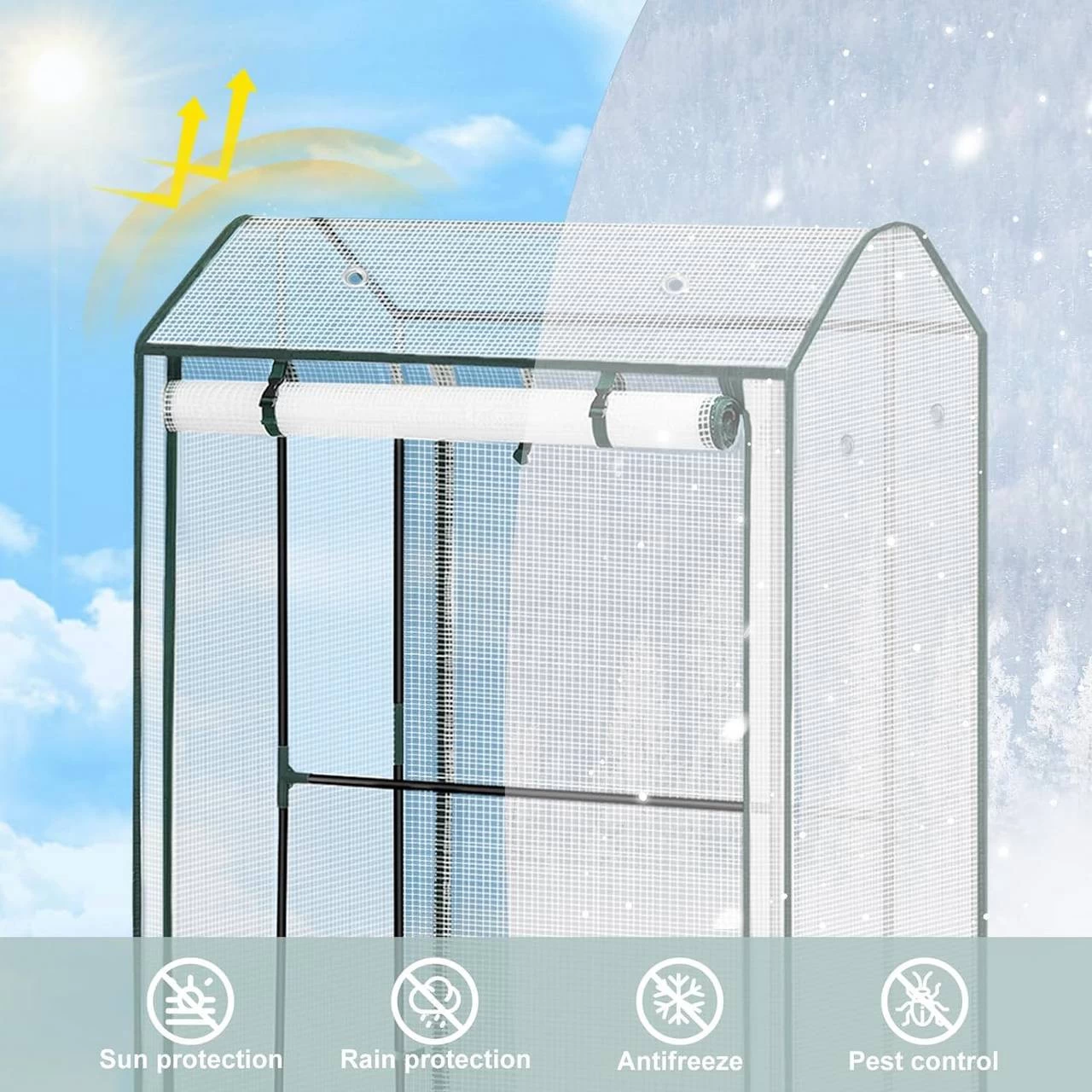 WOLTU Foliengewächshaus Treibhaus Gemüse Gewächshaus Mit Ösen,100x83x150cm Weiß 6 WOLTU Foliengewächshaus Treibhaus Gemüse Gewächshaus Mit Ösen,100x83x150cm Weiß – Bild 6