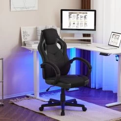 Gaming Stuhl, Bürostuhl, 150 Kg Belastbar, Mit Kopfkissen, Mesh-Gewebe -Möbel Store Gaming Stuhl Brueostuhl 150 kg belastbar Kopfkissen Armlehnen Mesh Gewebe W0ATT0217 grau7 1280x1280