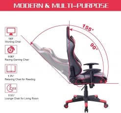 Gaming Stuhl Bürostuhl Mit Kopf- Und Lendenkissen Kunstleder -Möbel Store Gaming Stuhl Buerostuhl mit Kopf und Lendenkissen Kunstleder BS13rt rot5 1280x1280