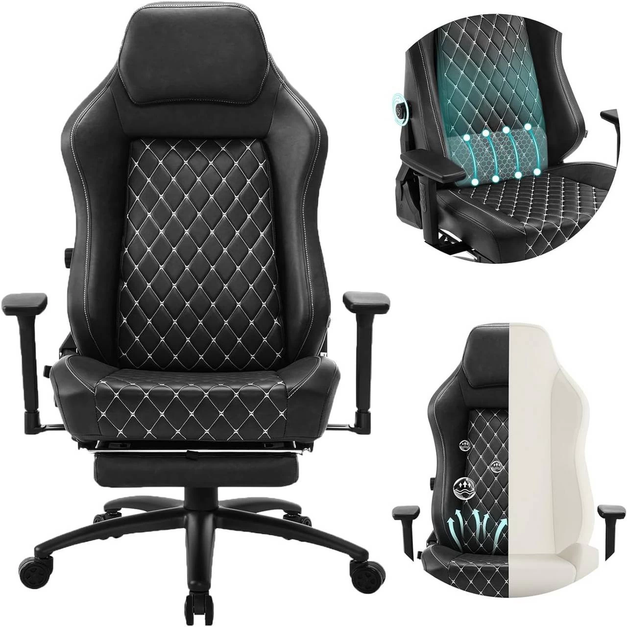 WOLTU Gaming Stuhl, Bürostuhl, Mit Adaptiver Lendenwirbelstütze, Kunstleder Metallrahmen 1 WOLTU Gaming Stuhl, Bürostuhl, Mit Adaptiver Lendenwirbelstütze, Kunstleder Metallrahmen