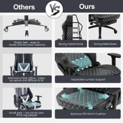 WOLTU Gaming Stuhl, Bürostuhl, Mit Adaptiver Lendenwirbelstütze, Kunstleder Metallrahmen 13 WOLTU Gaming Stuhl, Bürostuhl, Mit Adaptiver Lendenwirbelstütze, Kunstleder Metallrahmen -Möbel Store Gaming Stuhl Buerostuhl mit adaptiver Lendenwirbelstuetze Kunstleder Metallrahmen W0ATT0529 Anthrazit5 1280x1280