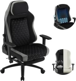 WOLTU Gaming Stuhl, Bürostuhl, Mit Adaptiver Lendenwirbelstütze, Samtbezug Metallrahmen