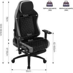WOLTU Gaming Stuhl, Bürostuhl, Mit Adaptiver Lendenwirbelstütze, Samtbezug Metallrahmen -Möbel Store Gaming Stuhl Buerostuhl mit adaptiver Lendenwirbelstuetze Samtbezug Metallrahmen W0ATT0528 Schwarz Grau3 1280x1280