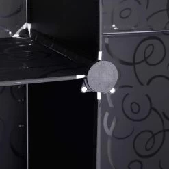 Garderobenschrank DIY Kleiderschrank, Mit Tür, 9 Fächer, Kunststoff -Möbel Store Garderobenschrank DIY Kleiderschrank Regalsystem Steckregal mit T r Kunststoff SR0055sz Schwarz1 1280x1280