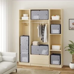 Garderobenschrank DIY Kleiderschrank, Mit Tür, 9 Fächer, Kunststoff -Möbel Store Garderobenschrank DIY Kleiderschrank Regalsystem Steckregal mit T r Kunststoff SR0055sz Schwarz4 1280x1280