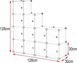 Garderobenschrank DIY Regalsystem Mit Tür, 11 Fächer, Kunststoff -Möbel Store Garderobenschrank DIY Regalsystem mit T r 11 F cher Kunststoff SR0104tp weiss3 1280x1280