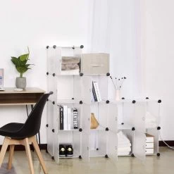 Garderobenschrank DIY Regalsystem Mit Tür, 11 Fächer, Kunststoff -Möbel Store Garderobenschrank DIY Regalsystem mit T r 11 F cher Kunststoff SR0104tp weiss4 1280x1280