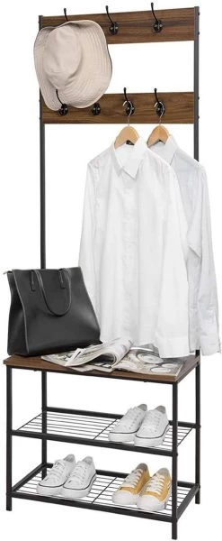 Kleiderständer Aus Metall Mit 7 Haken Dunkelbraun