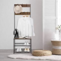 Kleiderständer Aus Metall Mit 7 Haken Dunkelbraun 8 Kleiderständer Aus Metall Mit 7 Haken Dunkelbraun -Möbel Store Garderobenst nder Kleiderst nder W schest nder Schuhregal dunkelbraun3 1280x1280