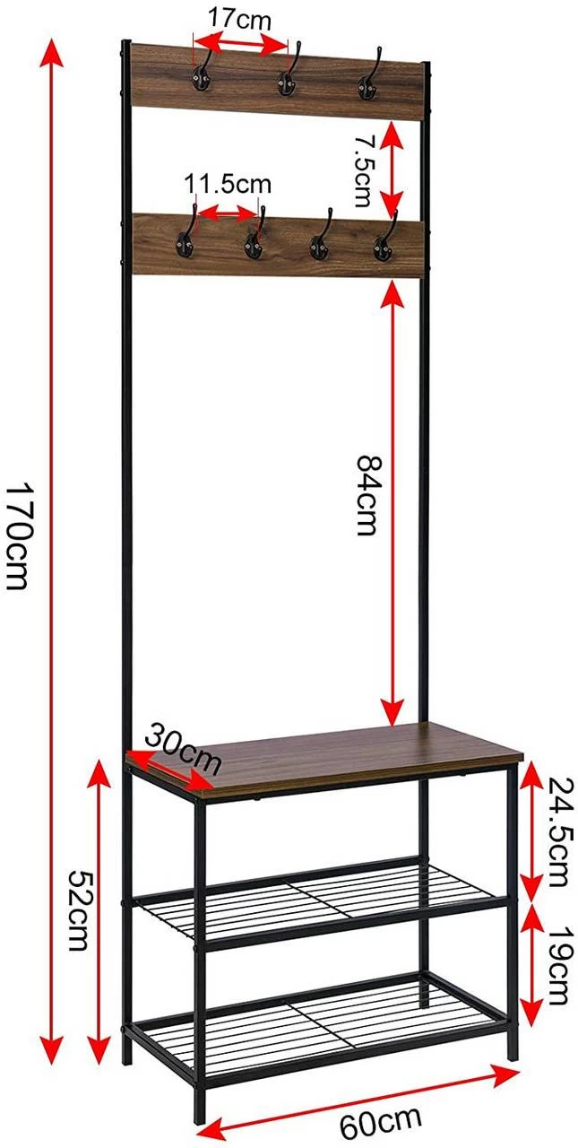 Kleiderständer Aus Metall Mit 7 Haken Dunkelbraun 3 Kleiderständer Aus Metall Mit 7 Haken Dunkelbraun – Bild 3