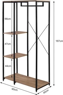 Garderobenständer & Schuhregal Mit Ablage, Aus Holz Und Stahl -Möbel Store Garderobenst nder Schuhregal mit Ablage aus Holz und Stahl SR0047hei schwarz eiche3 1280x1280