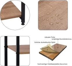 Garderobenständer & Schuhregal Mit Ablage, Aus Holz Und Stahl -Möbel Store Garderobenst nder Schuhregal mit Ablage aus Holz und Stahl SR0047hei schwarz eiche5 1280x1280