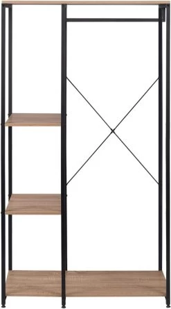 Garderobenständer & Schuhregal Mit Ablage, Aus Holz Und Stahl -Möbel Store Garderobenst nder Schuhregal mit Ablage aus Holz und Stahl SR0047hei schwarz eiche7 1280x1280