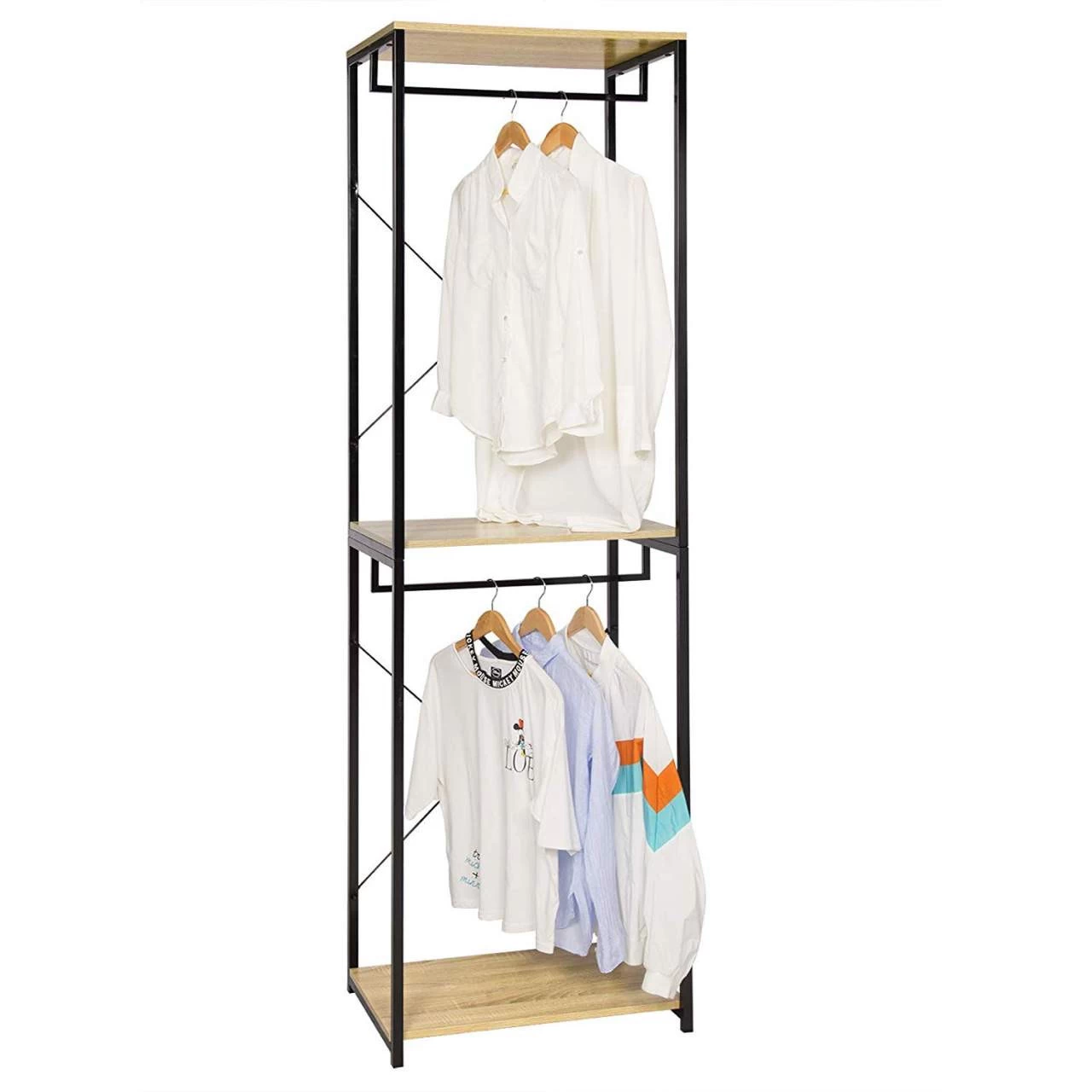 Garderobenständer Mit Ablage Schuhregal Aus Holz & Metall 4 Garderobenständer Mit Ablage Schuhregal Aus Holz & Metall – Bild 4