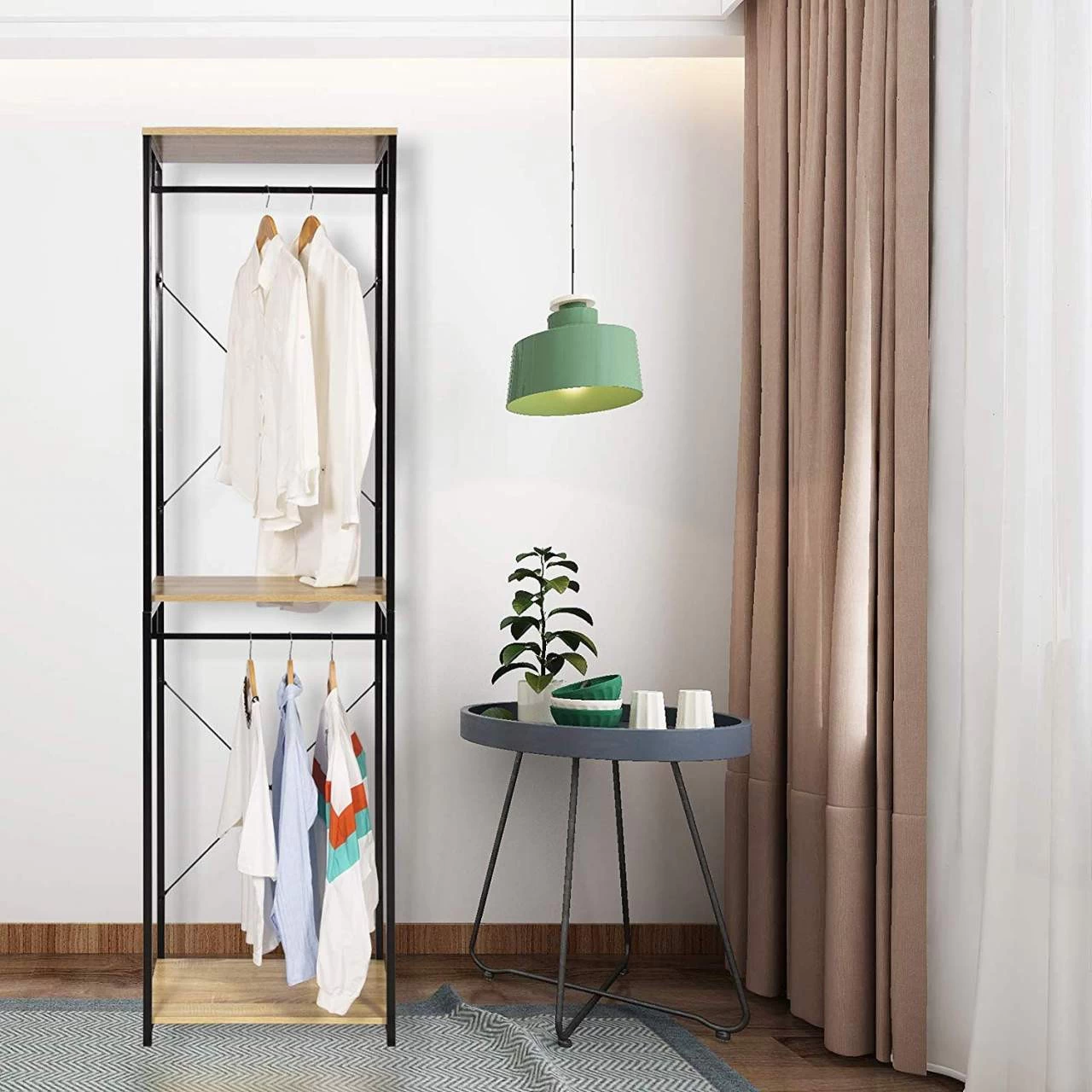 Garderobenständer Mit Ablage Schuhregal Aus Holz & Metall 2 Garderobenständer Mit Ablage Schuhregal Aus Holz & Metall – Bild 2