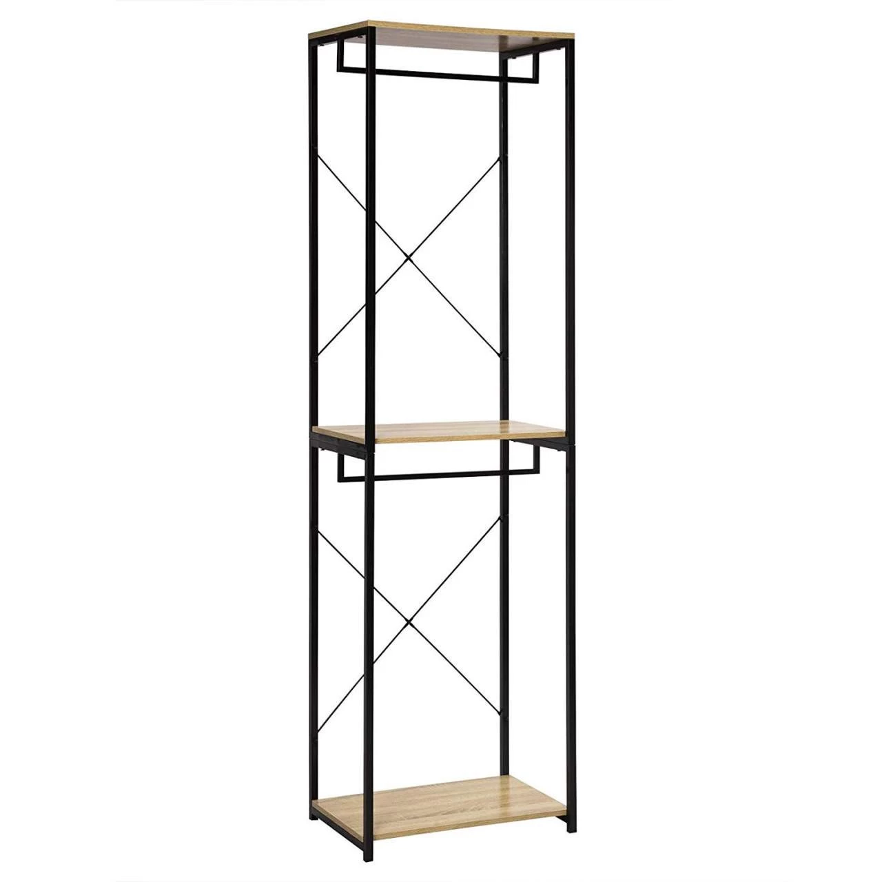 Garderobenständer Mit Ablage Schuhregal Aus Holz & Metall 1 Garderobenständer Mit Ablage Schuhregal Aus Holz & Metall