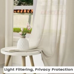 Gardinen Mit Ösen, 2er Set Vorhänge Leinenoptik Halbtransparent Voile -Möbel Store Gardinen mit Osen Vorhange Leinenoptik Halbtransparent Voile W0UTT0238 sand5 1280x1280