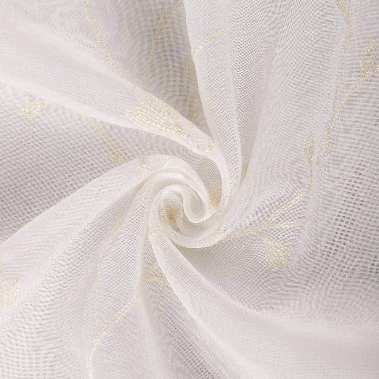 Gardinen Transparent Blumen Stickerei Mit Kräuselband Leinen Optik(2 Stücke) 4 Gardinen Transparent Blumen Stickerei Mit Kräuselband Leinen Optik(2 Stücke) – Bild 4