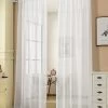 2er-Set Gardinen Transparent Mit Kräuselband Leinen Optik