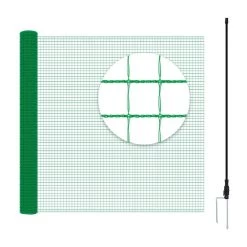 WOLTU Geflügelnetz, Gartenzaun Steckzaun Campingzaun Absperrzaun, 53 G/m² PE, Grün